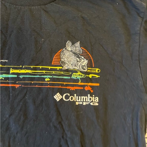 Columbia Black Long Sleeve Tee with Colorful Stripes - Picture 2 of 3